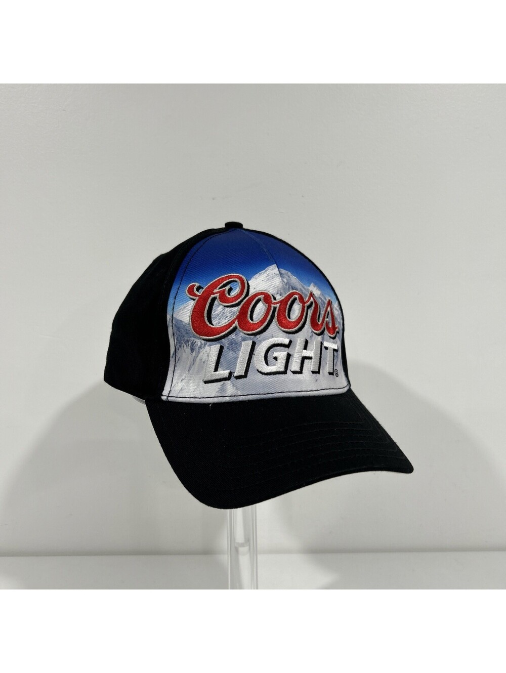 Coors Light Trucker Hat Black Gray Mesh Snapback Blue Mountains/Embroidered